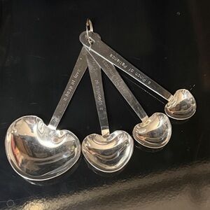 Kate Aspen Heart Shaped Silver Measuring Spoons 1/4, 1/2, 1 Tsp, 1 TBS